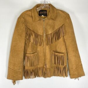 Vintage The Put On Shop Sears Roebuck, Co Fringe Cowgirl Leather Brown Jacket